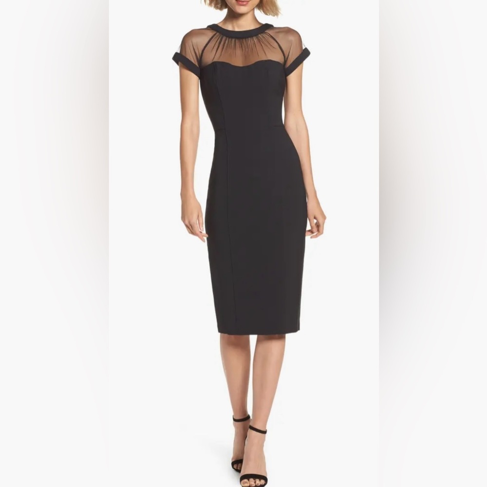 NWT Maggy London Illusion Yoke Crepe Cocktail Dress